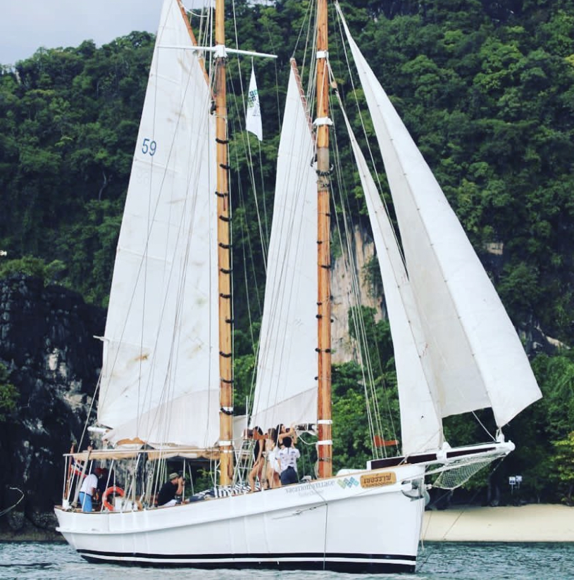 Brass winches and varnished teak deck aboard the classic yacht Seraph